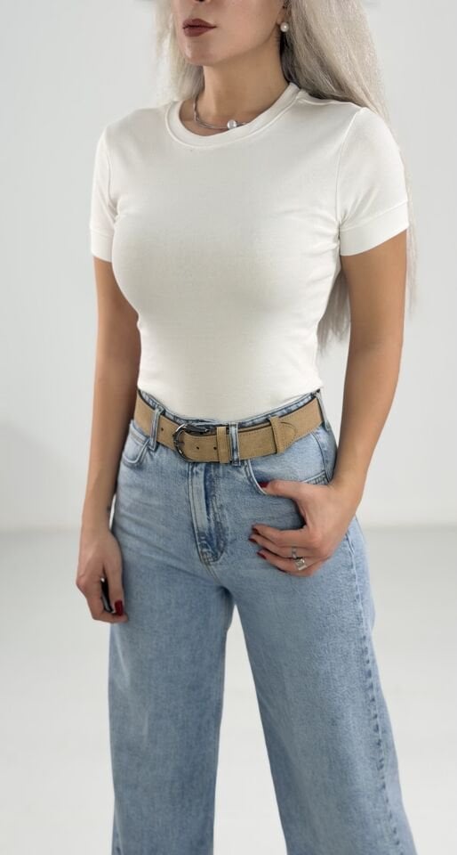 Beyaz Fit Basic Modal T-Shirt