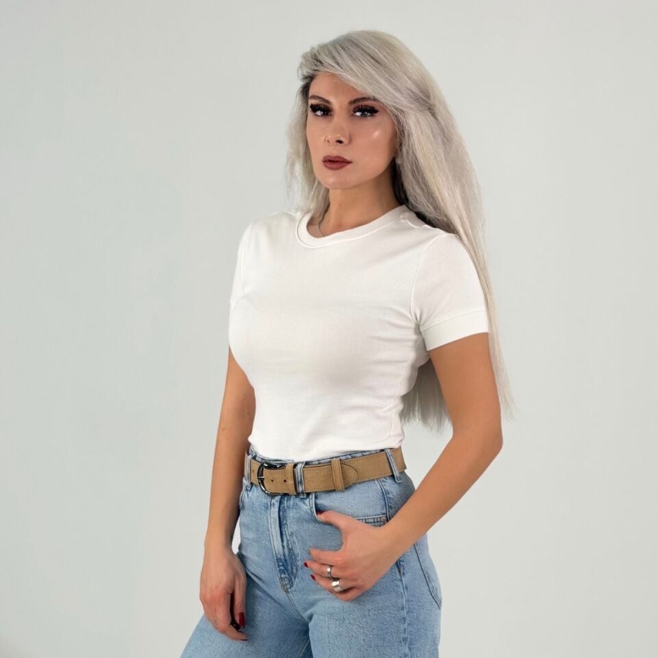 Beyaz Fit Basic Modal T-Shirt