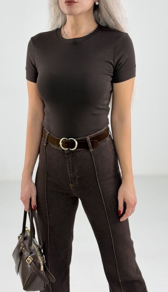 Kahverengi Fit Basic T-Shirt