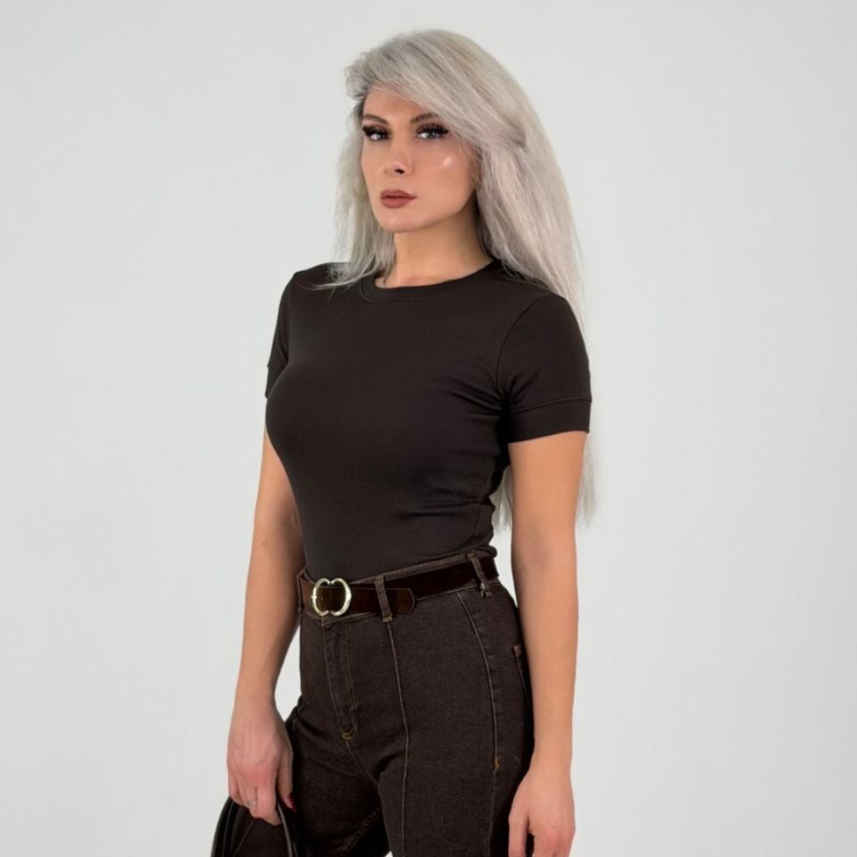 Kahverengi Fit Basic T-Shirt