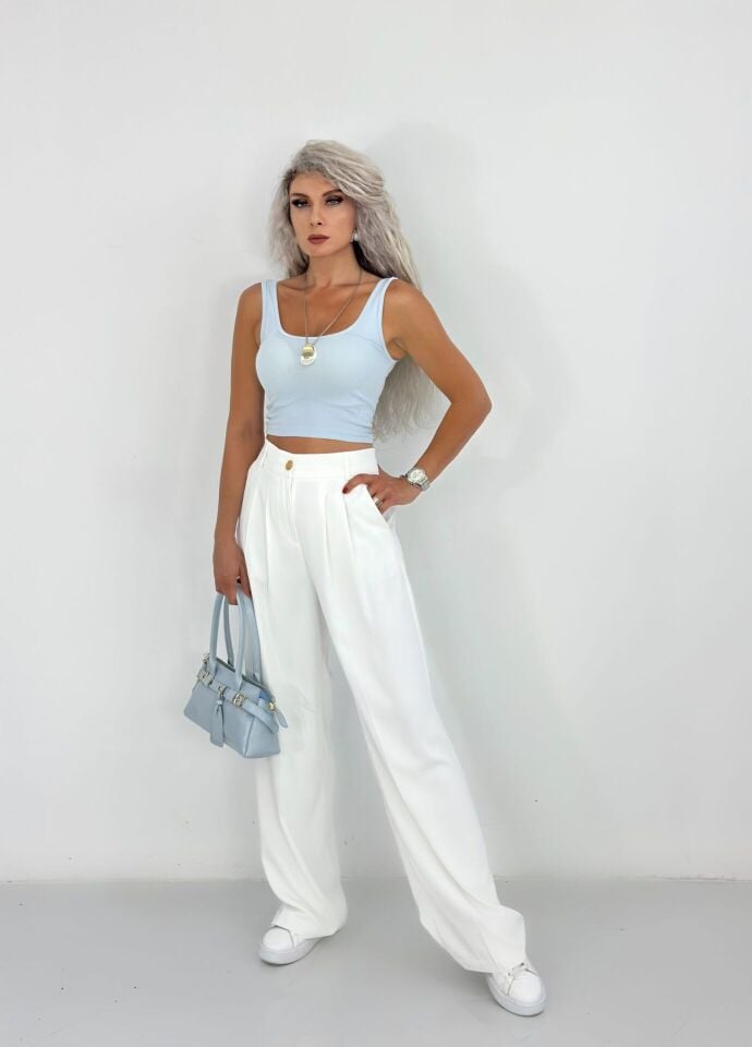 Bebe Mavi Kalın Askılı Crop Atlet