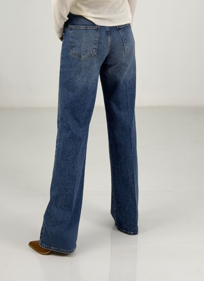 Mavi Kemerli Wide Leg Jean