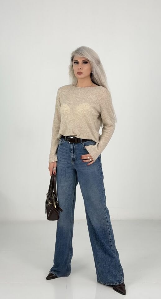 Mavi Yıkamalı Palazzo Jean