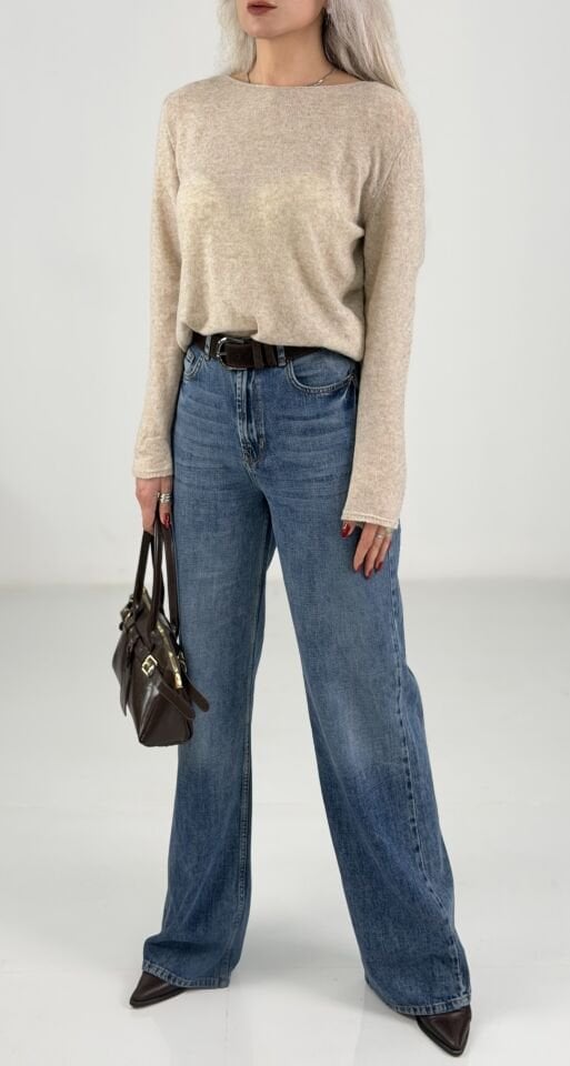 Mavi Yıkamalı Palazzo Jean