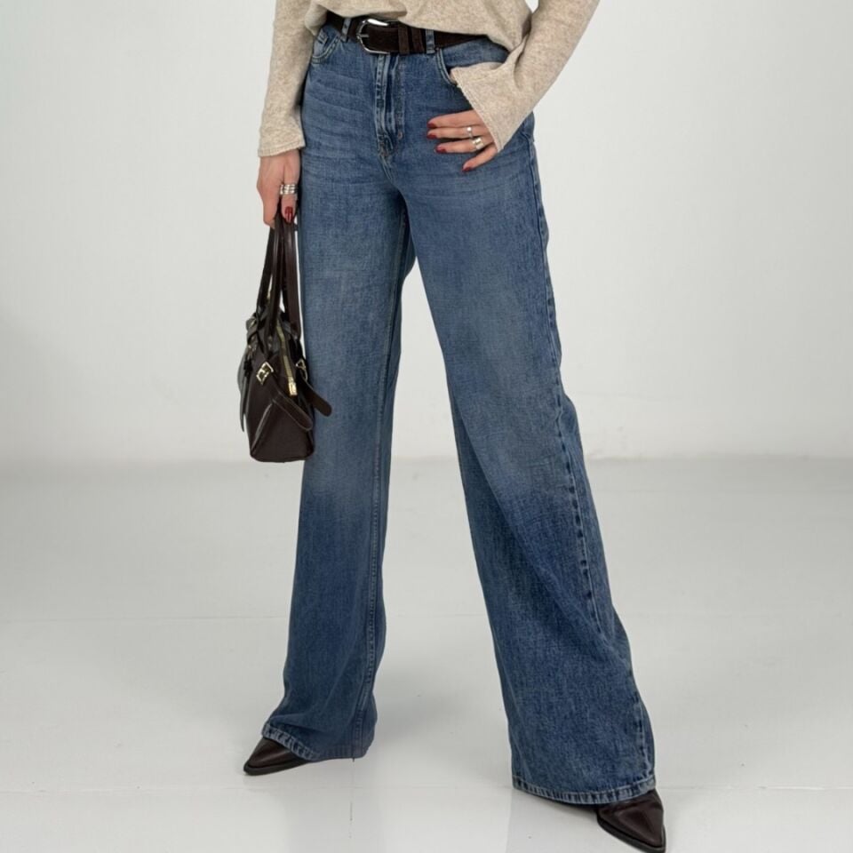 Mavi Yıkamalı Palazzo Jean