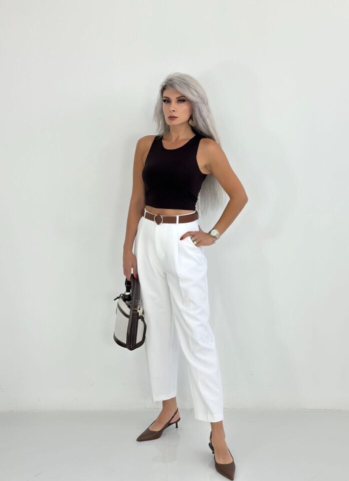 Kahve Dalgıç Kumaş Halter Yaka Crop Atlet