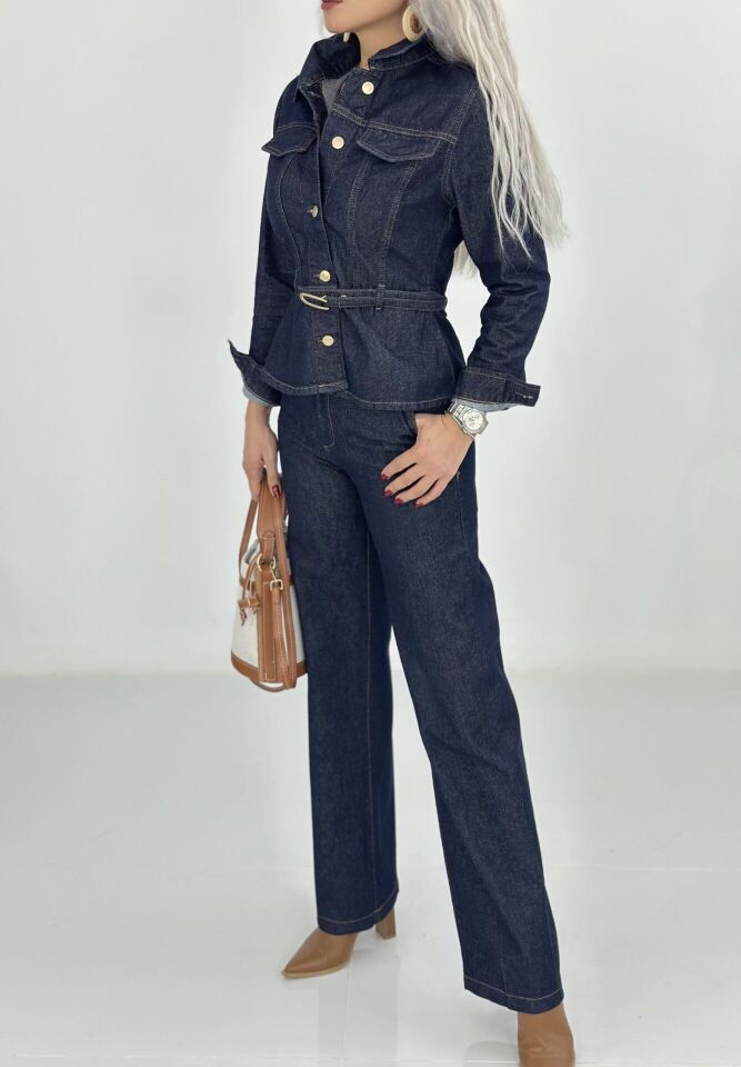 Lacivert Jean Ceket Takım