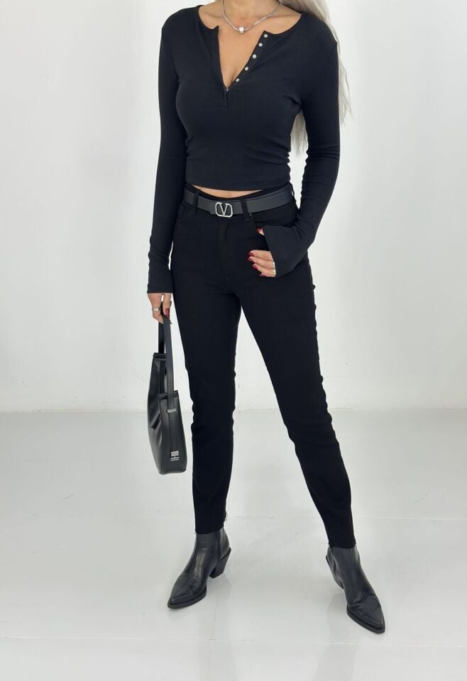 Siyah Likralı Boot Cut Jean