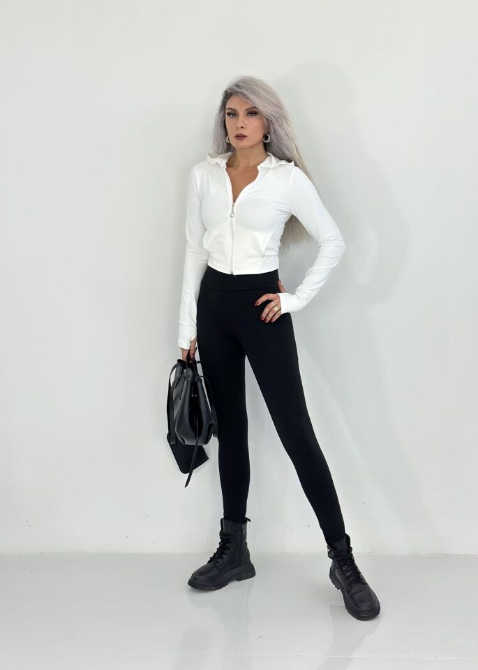 Siyah Yüksek Bel Toparlayıcı Çelik Tayt