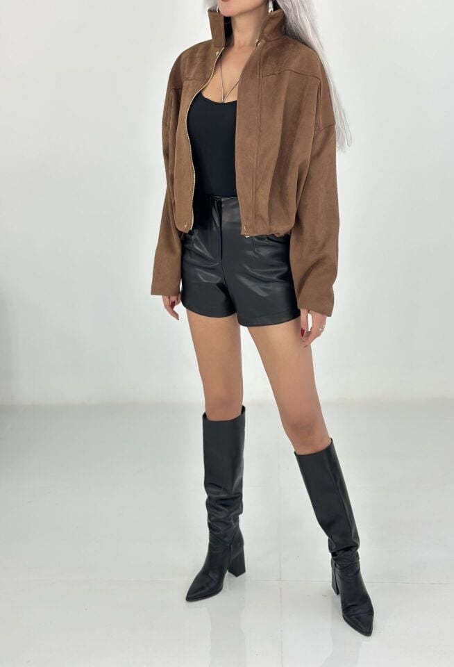 Siyah Deri Şort