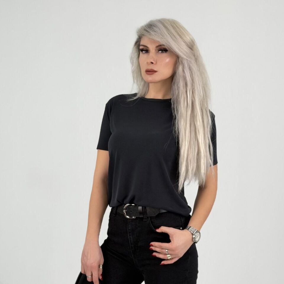 Antrasit Bisiklet Yaka Modal Kumaş Tshirt