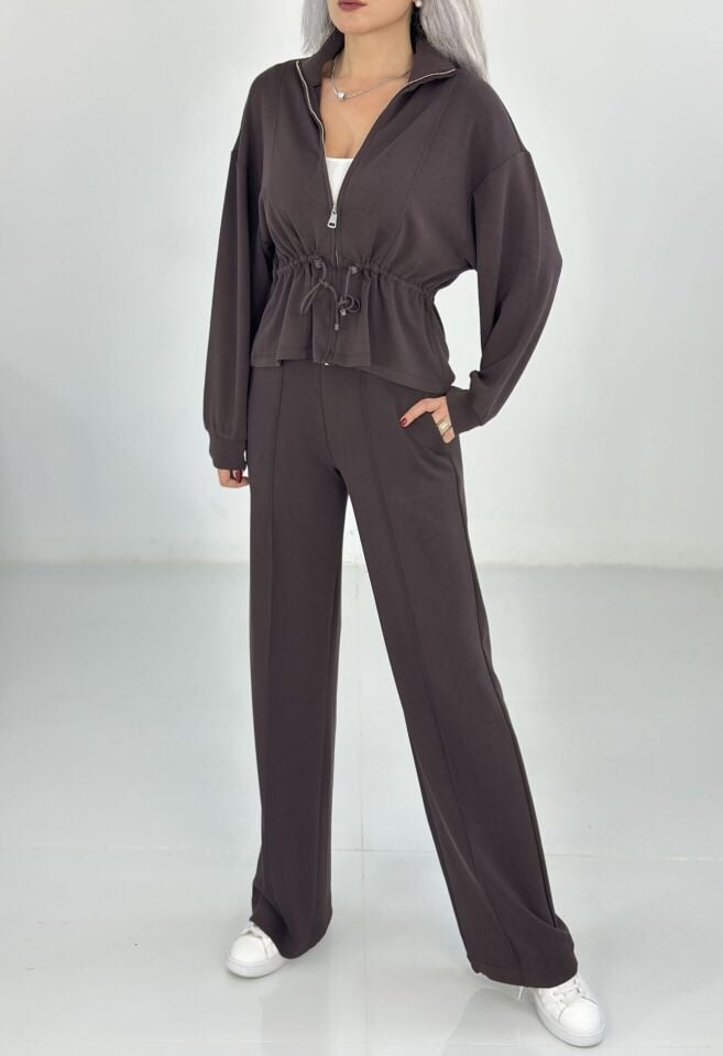 Kahve Bel Büzgülü Modal Takım