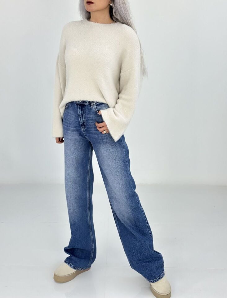 Mavi Yıkamalı Palazzo Jean