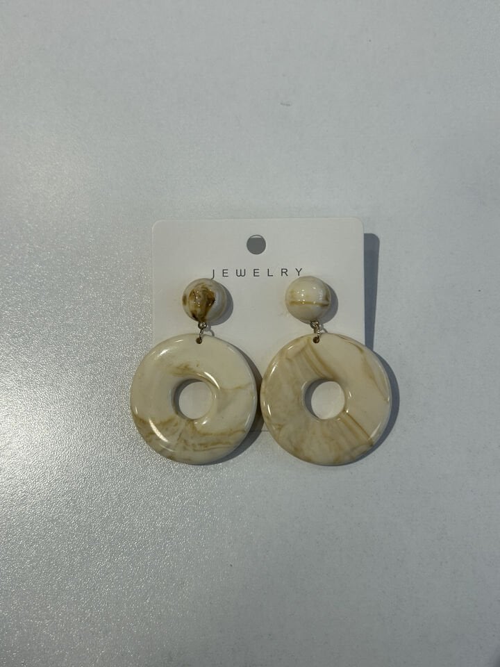 Mermer Desen Büyük Halka Küpe