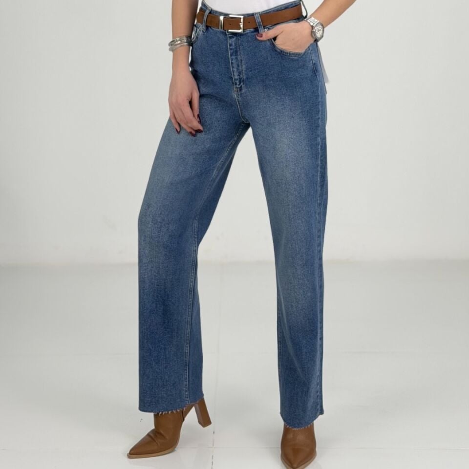 Mavi Yüksek Bel Straight Fit Kadın Jean Pantolon