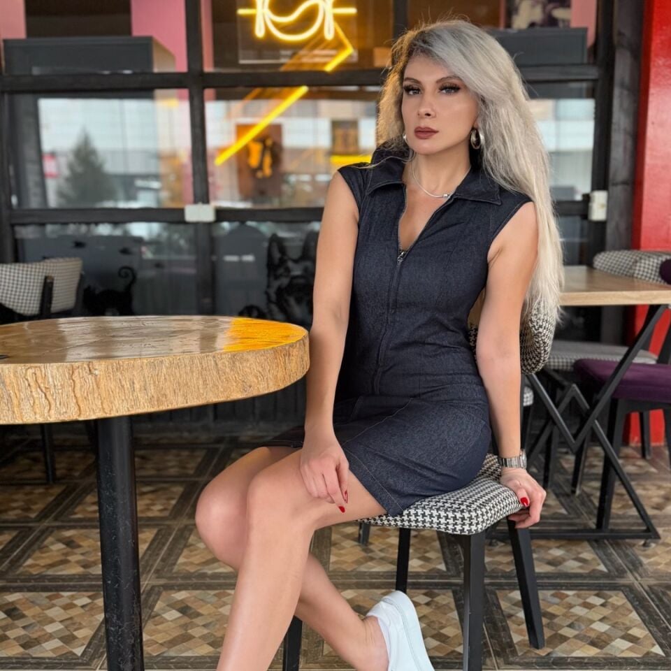 Lacivert Denim Likralı Polo Yaka Mini Elbise