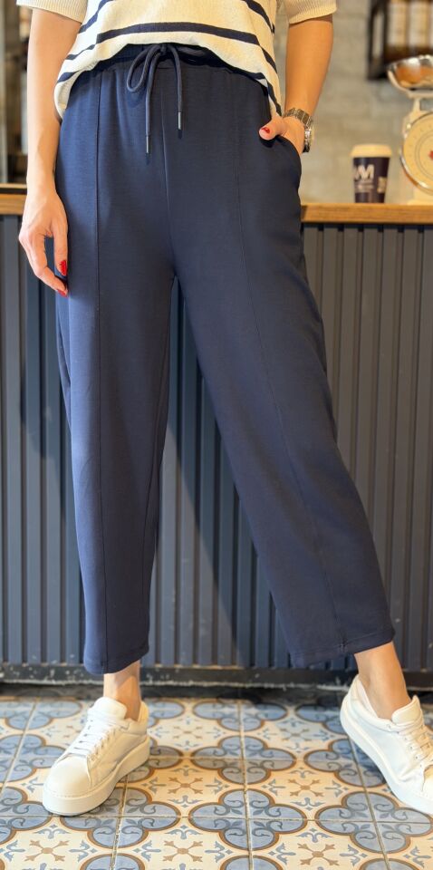 Lacivert Likralı Scuba Krep Kumaş Pantolon