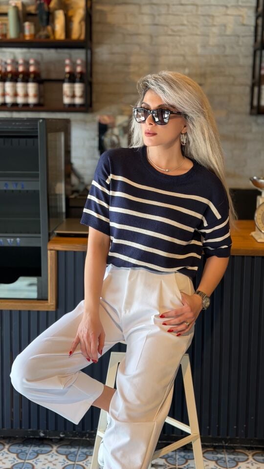 Beyaz Kemerli Havuç Pantolon