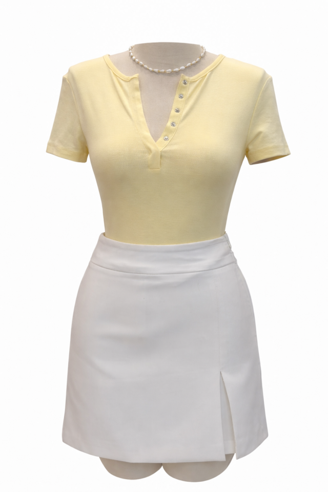 Sarı Çıtçıt Kısa Kollu Tshirt