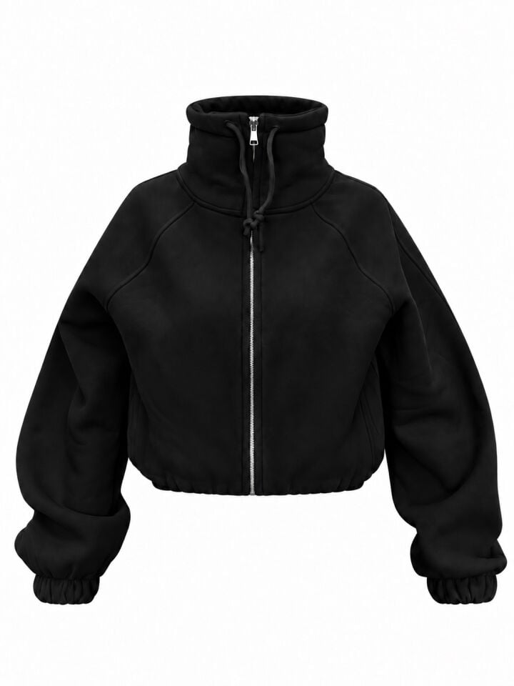 Siyah Luna Crop Dik Yaka Ceket