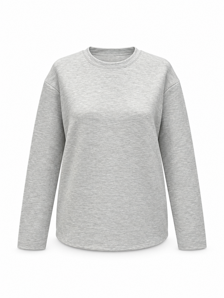 Gri Basic Bisiklet Yaka Sweatshirt