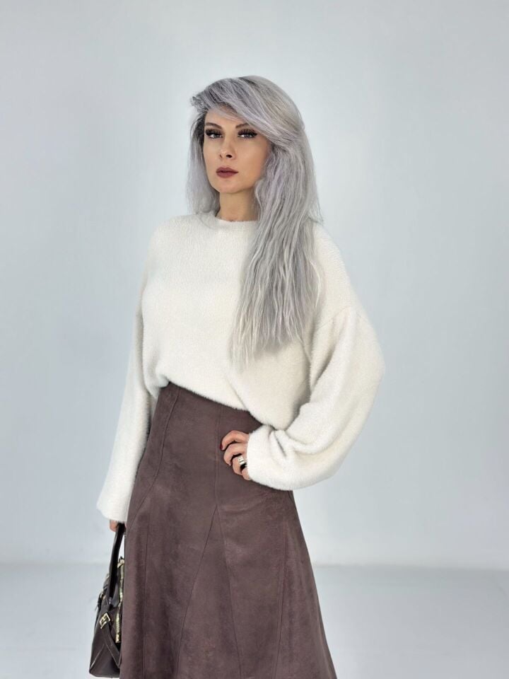 Kahve Süet Midi Etek