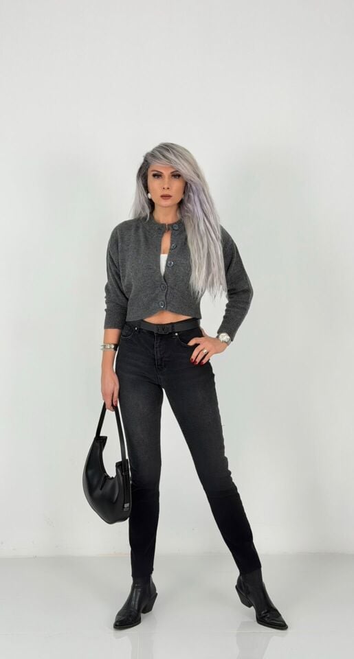 Füme Yüksek Bel Likralı Mom Fit Jean