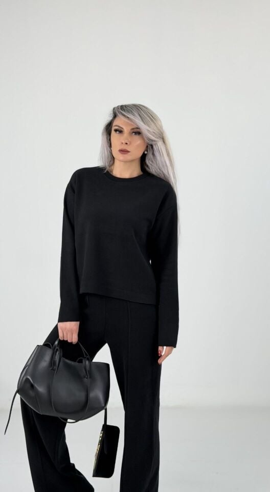 Siyah Selanik Bisiklet Yaka Takım