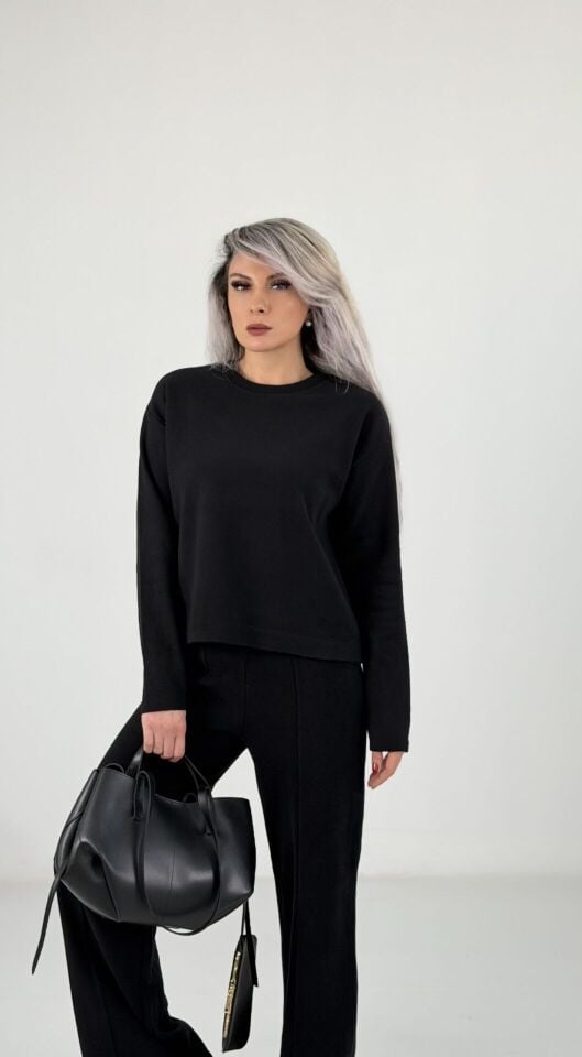 Siyah Selanik Bisiklet Yaka Takım