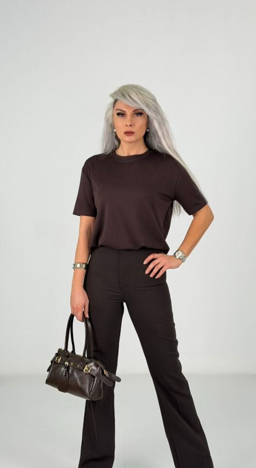Kahve Modal Kumaş Tshirt