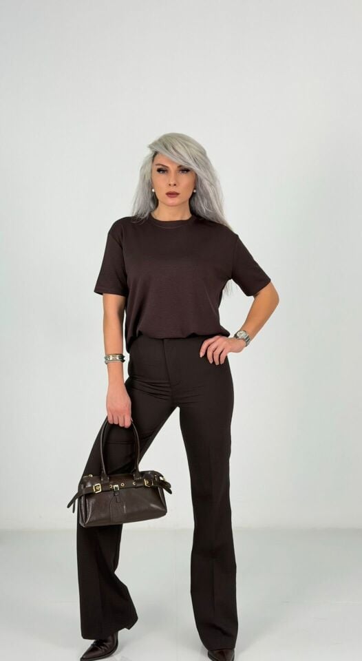 Kahve Modal Kumaş Tshirt