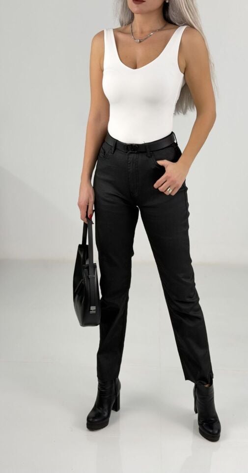 Beyaz Ön Arka V Yaka Bodysuit