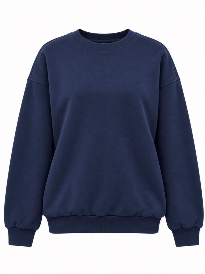 Lacivert İçi Polarlı Kalın Bisiklet Yaka Sweatshirt