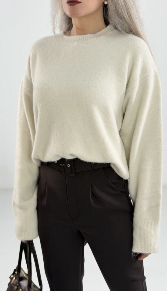 Kahverengi Yüksek Bel Kemerli Havuç Pantolon