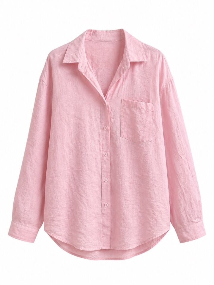 Pembe Oversize Tensel Kumaş Gömlek