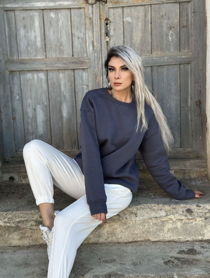 Beyaz Ön Çizgi Modal Eşofman Altı