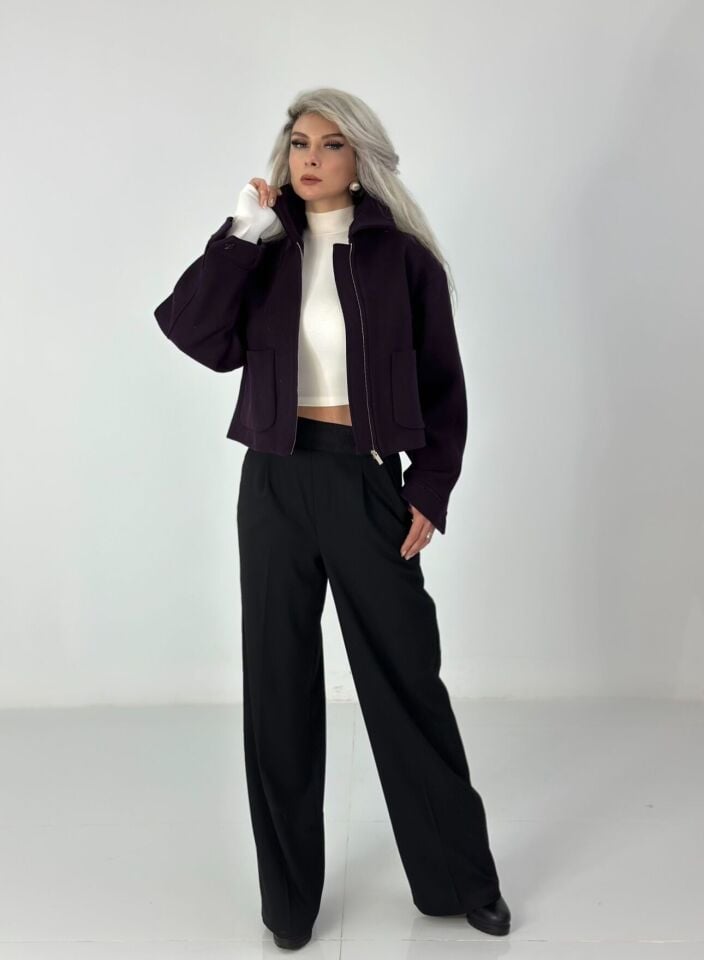 Siyah Bel Lastik Detay Pantolon