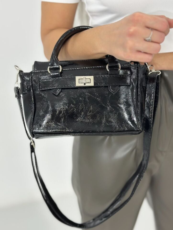 Siyah ZA Model Kilit Detay Uzun Askılı Çanta