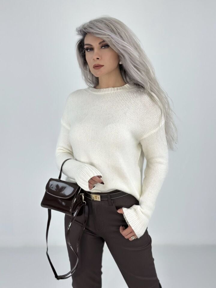 Mass Krem Bisiklet Yaka Kazak