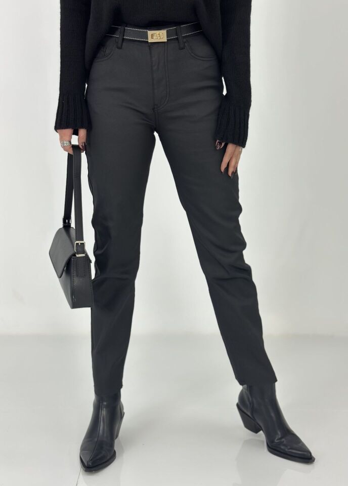 Siyah Mumlu Likralı Pantolon